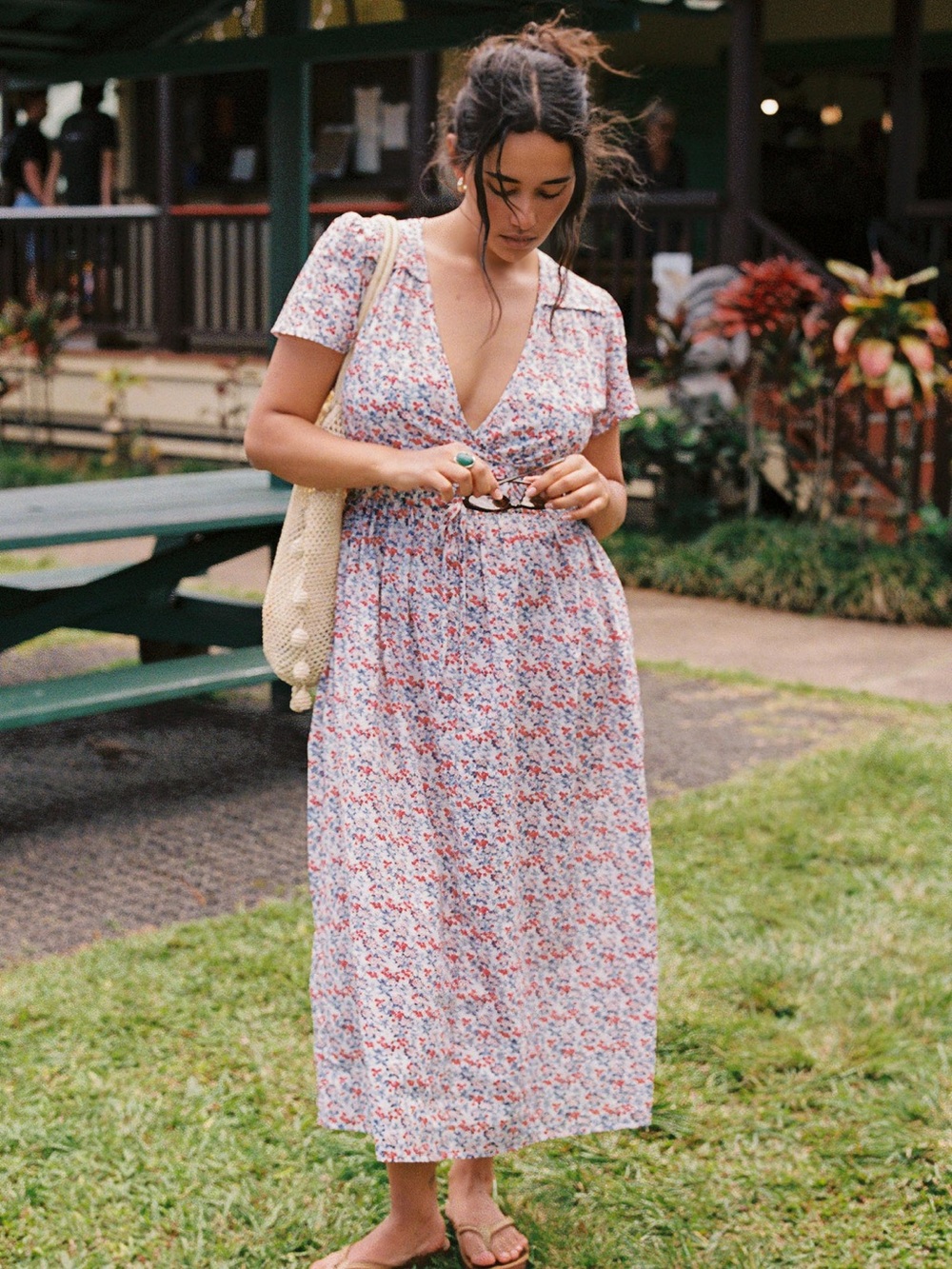 Christy Dawn Cream Maxi Dress with Pink & Green Floral Print (SOLD OUT)